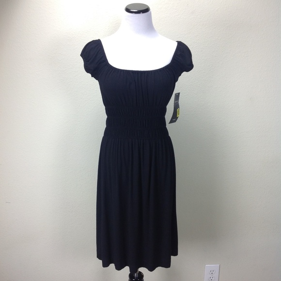 NWT Karen Kane Black Ruched Elastic Waist … - Picture 2 of 7